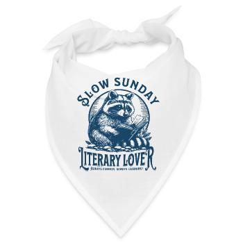 Slow Sunday Raccoon – Literarischer Liebhaber - Bandana - Weiß - Vorne
