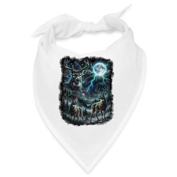 DREI Wilde Hirsche mit Mond Wildlife-Designs - Bandana - Weiß - Vorne