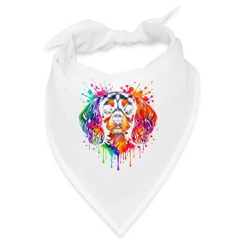 Cavalier King Charles | Spaniel Pop Art - Bandana - Weiß - Vorne