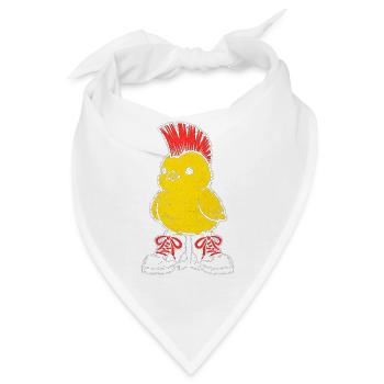 Punkhuhn mit rotem Irokesen - Bandana - Weiß - Vorne