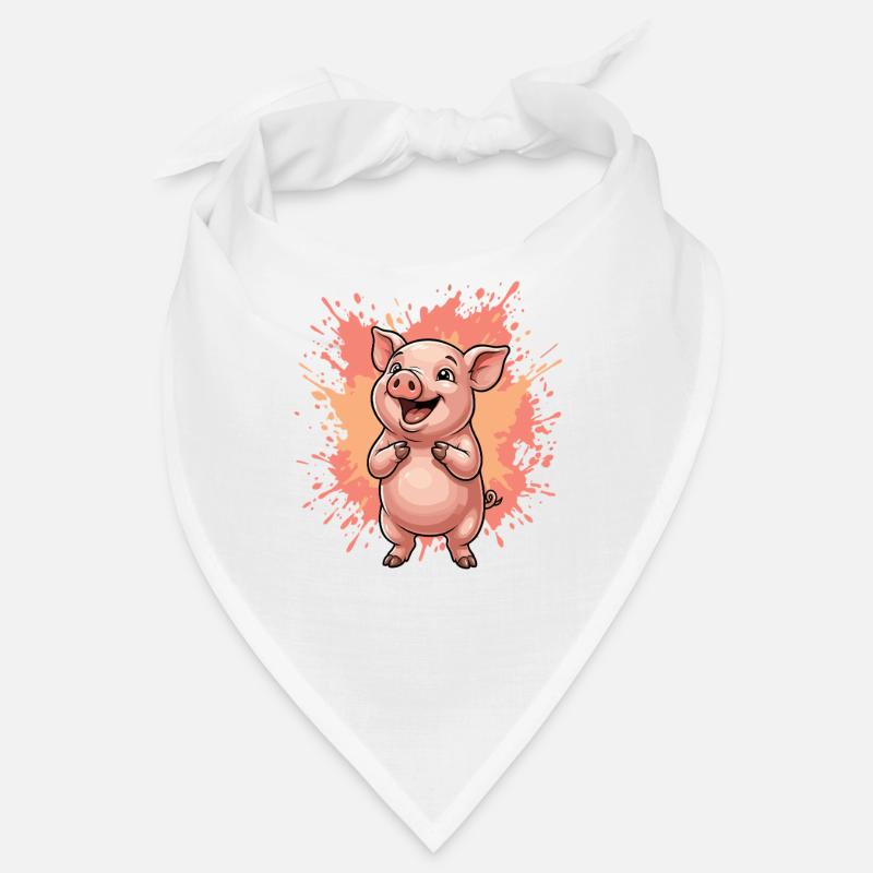 Laughing pig with color splatter Bandana