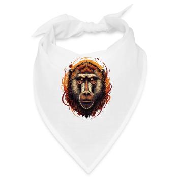 Pavian Affe Portrait - Bandana - Weiß - Vorne