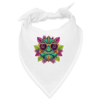 Tropen Dino mit Sonnenbrille - Bandana - Weiß - Vorne
