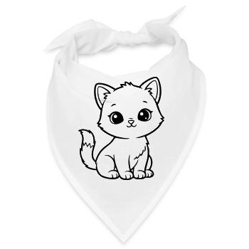 Cute Baby Cat – Black & White Kitten - Bandana - Weiß - Vorne