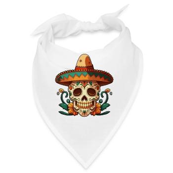 Flower Sugar Skull Cinco De Mayo - Bandana - Weiß - Vorne