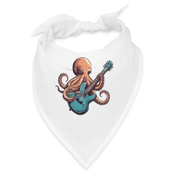 Tintenkrake mit E-Gitarre - Bandana - Weiß - Vorne
