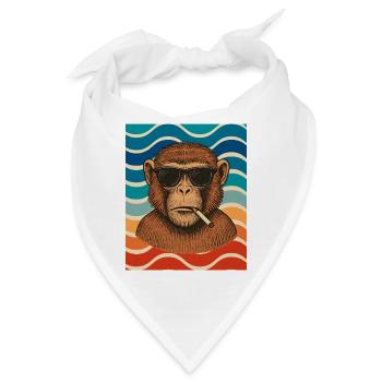 Wellen-Chimp mit Sonnenbrille - Bandana - Weiß - Vorne