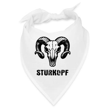Sturkopf | Widderkopf Schädel mit Hörnern - Bandana - Weiß - Vorne