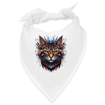 Bunter Katzenkopf Feuerwerk - Bandana - Weiß - Vorne