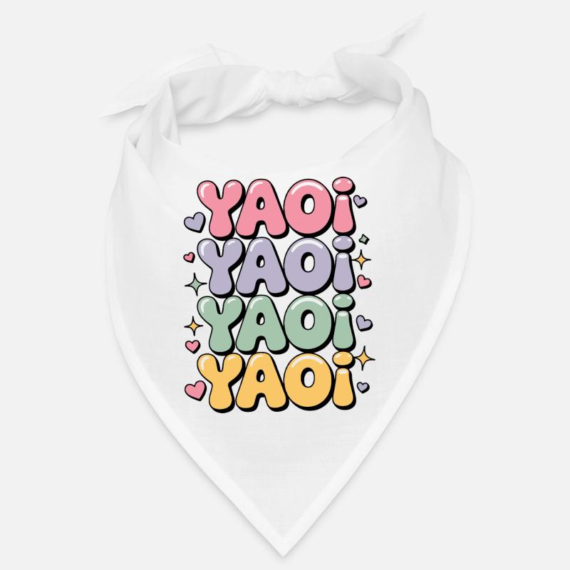 Des lettres colorées en forme de bulles écrites Yaoi. Bandana