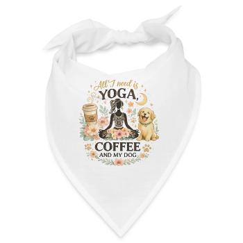 Yoga Kaffee Hund – Florales Motiv - Bandana - Weiß - Vorne