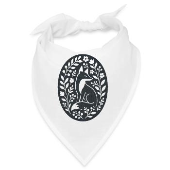 Fuchs | Waldtiere Blumen Folk Art - Bandana - Weiß - Vorne