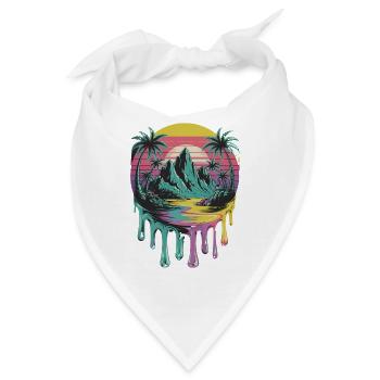  Tropische Insel mit Palmen und Sonnenuntergang im - Bandana - Weiß - Vorne
