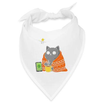 Katzenkaffee im Orange Mantel - Bandana - Weiß - Vorne