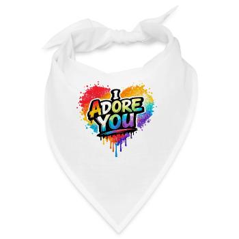 I Adore You bunte Liebesbotschaft Graffiti - Bandana - Weiß - Vorne