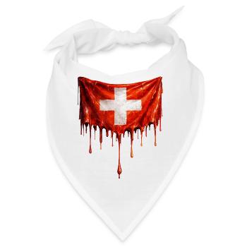 Abtropfende Schweizer Flagge - Bandana - Weiß - Vorne