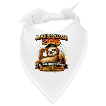 Abschlussklasse 2026 Faultier Sloth Schulabgänger - Bandana - Weiß - Vorne