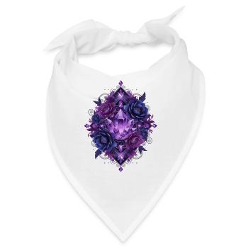Violette Kristallblüten Mandala - Bandana - Weiß - Vorne