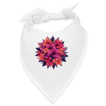 Hibiskus Feuerblüten Bouquet - Bandana - Weiß - Vorne