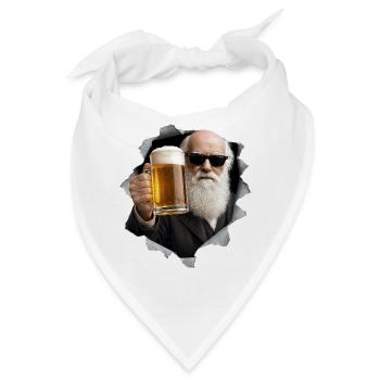 Charles Darwin hält ein Bier - Bandana - Weiß - Vorne