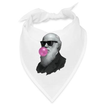 Charles Darwin mit Kaugummi und Sonnenbrille - Bandana - Weiß - Vorne