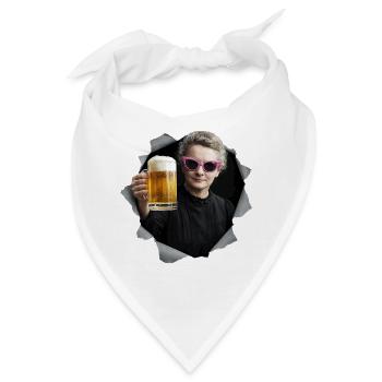 Marie Curie hält ein Bier - Bandana - Weiß - Vorne