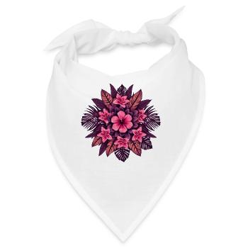 Rosa Blütenmandala in Purpur - Bandana - Weiß - Vorne