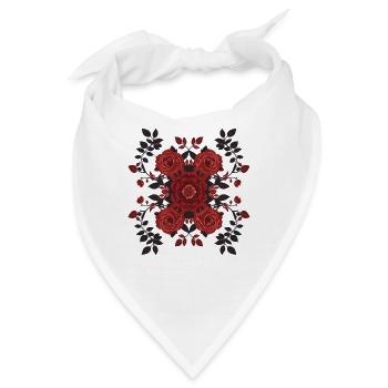 Rote Rosen Symmetrie Muster - Bandana - Weiß - Vorne