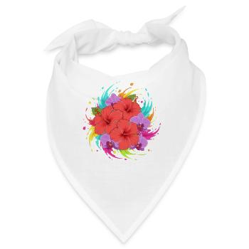 Hibiskus Farbenexplosion - Bandana - Weiß - Vorne