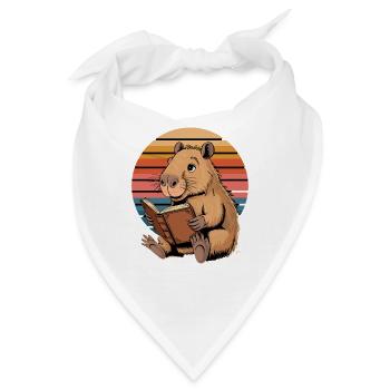  Lesendes Capybara Retro Sonnenuntergang für - Bandana - Weiß - Vorne