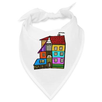 Bunte Häuser Haus Immobilie Eigenheim  - Bandana - Weiß - Vorne