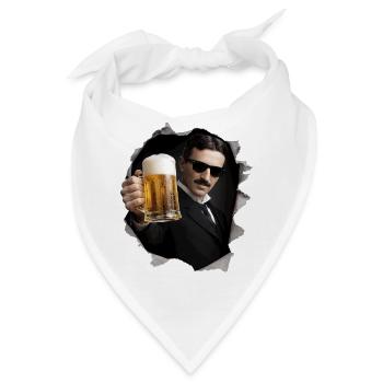 Nikola mit Bier und Sonnenbrille - Bandana - Weiß - Vorne