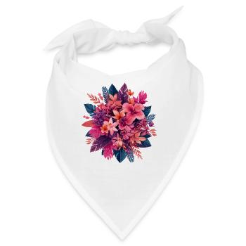 Pinkes Blütenbouquet – Tropische Farbpalette - Bandana - Weiß - Vorne