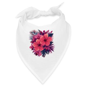 Hibiskusblütenstrauß in Pink-Palette - Bandana - Weiß - Vorne