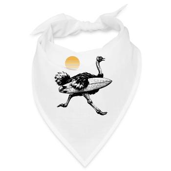 Strauß mit Surfbrett - Bandana - Weiß - Vorne