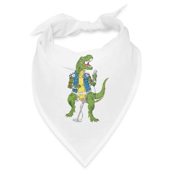 Dino Rock star mit Mikro - Bandana - Weiß - Vorne
