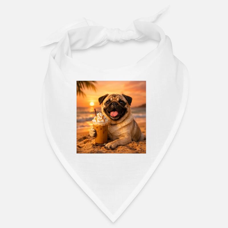 Lustiges Mops Summer Beach Kaffee Sonnenuntergangs-Meme Bandana