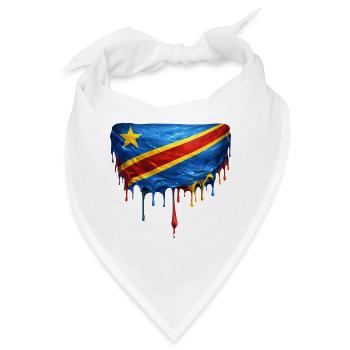 Kongo Flagge in Tropfenkunst - Bandana - Weiß - Vorne