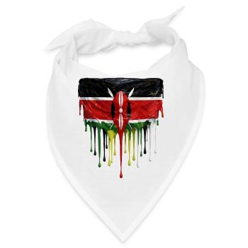 Kenya Flagge in Tropfenkunst - Bandana - Weiß - Vorne