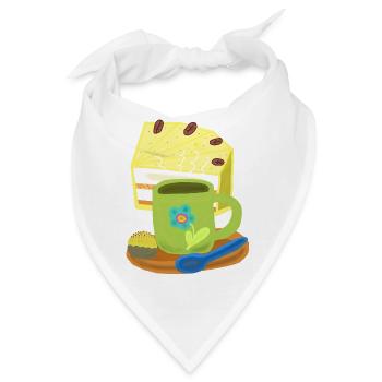 Torte Kuchen Kaffee Kaffeetasse Geburtstag - Bandana - Weiß - Vorne