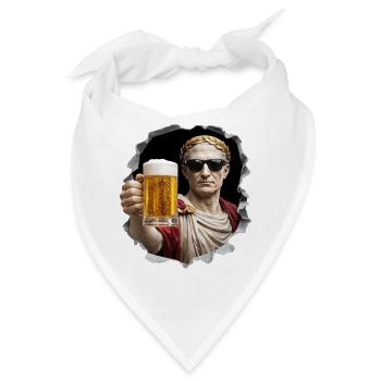  Caesar mit Bier und Sonnenbrille - Bandana - Weiß - Vorne