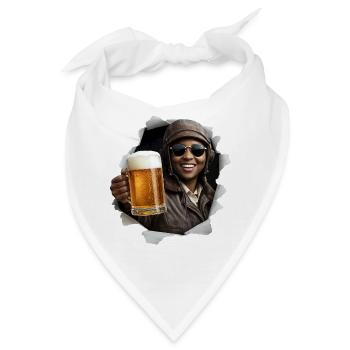 Bessie Coleman mit Sonnenbrille und Bier - Bandana - Weiß - Vorne
