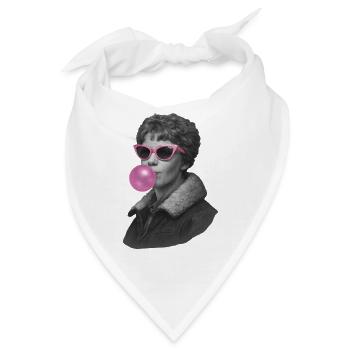 Amelia Earhart mit rosa Sonnenbrille und Kaugummi - Bandana - Weiß - Vorne