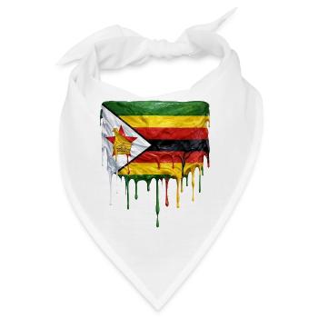 Zimbabwe Flagge mit tropfender Farbe - Bandana - Weiß - Vorne