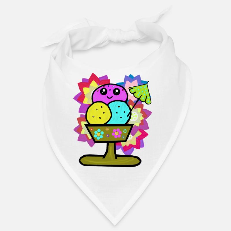 Retro Eis Eiskrem Eisbecher Vintage Blumen  Bandana