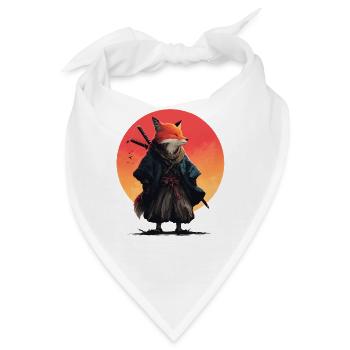 Fuchs-Samurai bei Sonnenuntergang - Bandana - Weiß - Vorne