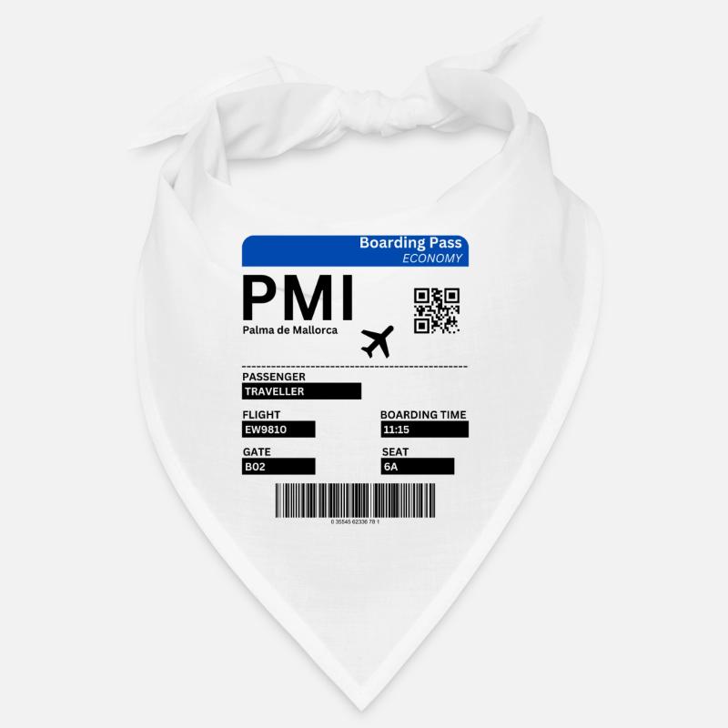 Mallorca Flight Ticket Design Boarding Pass Shirt Bandana