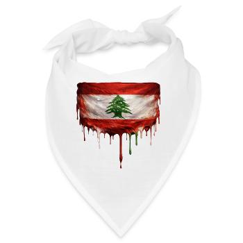 Libanesische Flagge mit tropfender Farbe - Bandana - Weiß - Vorne