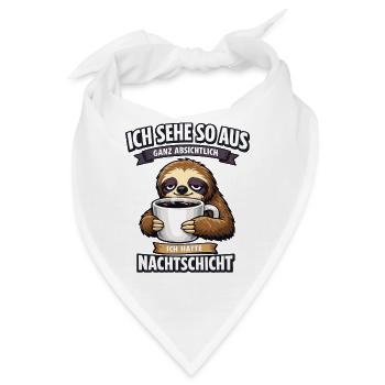 Nachtschicht Faultier Spruch mit Kaffeetasse - Bandana - Weiß - Vorne