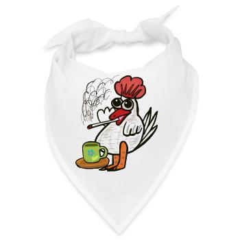 Kaffee Kippen Zigaretten Huhn Pause - Bandana - Weiß - Vorne